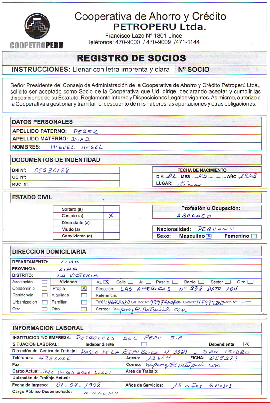 formato de registros de socios